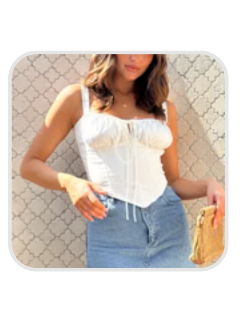 White/Creme Corset-Style Bustier Top - Billy J
